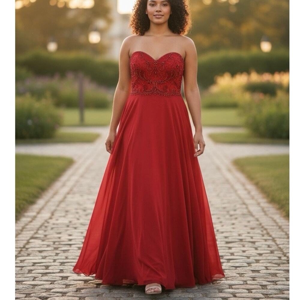 Alyce Paris formal dress. Size 20 Red beaded